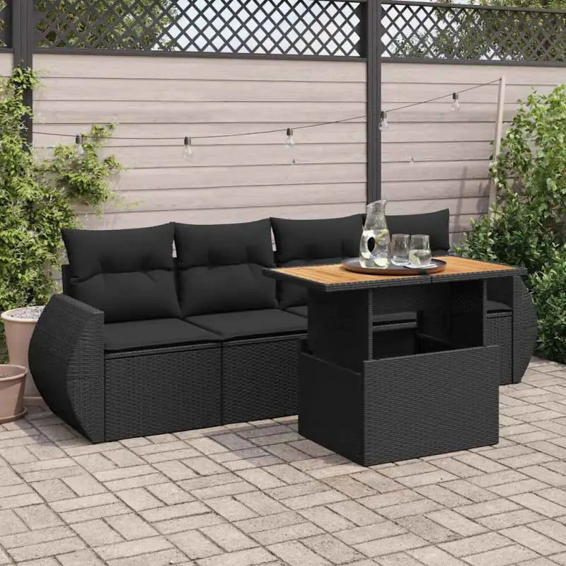 Tuinset met grijs materiaal en gepoedercoat staal voor buitenplezier - Zwart / met opbergruimte - Tuinsets
