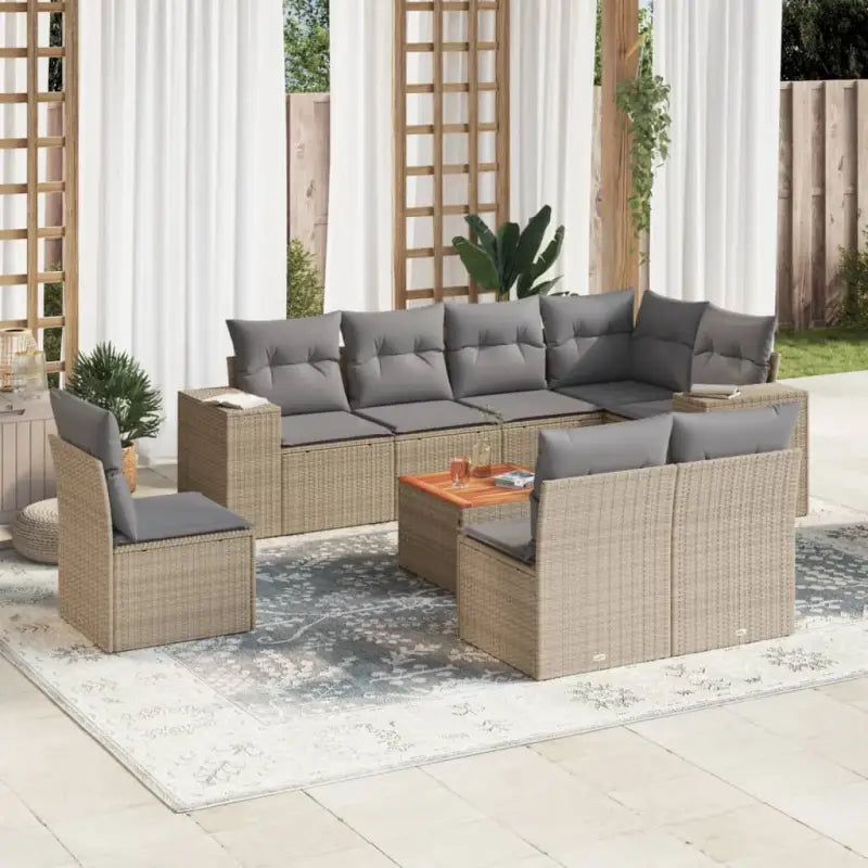 Tuinset met grijs materiaal en gepoedercoat staal voor buitenruimte - Beige en grijs - Tuinsets