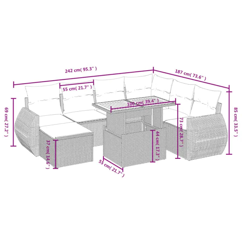 Tuinset met grijs materiaal en gepoedercoat staal voor comfortabel buitengebruik - Tuinsets