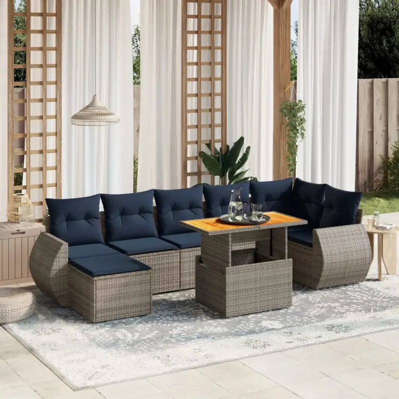 Tuinset met grijs materiaal en gepoedercoat staal voor comfortabel buitengebruik - Grijs / Tafel + hoek + 3x midden