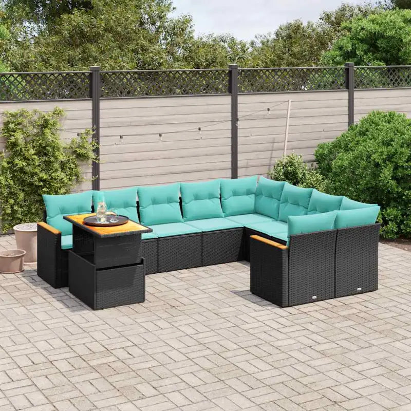 Tuinset met grijs materiaal en gepoedercoat staal voor comfortabele ziten - Zwart - Tuinsets
