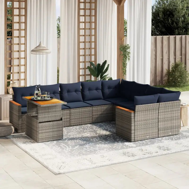 Tuinset met grijs materiaal en gepoedercoat staal voor comfortabele ziten - Grijs - Tuinsets