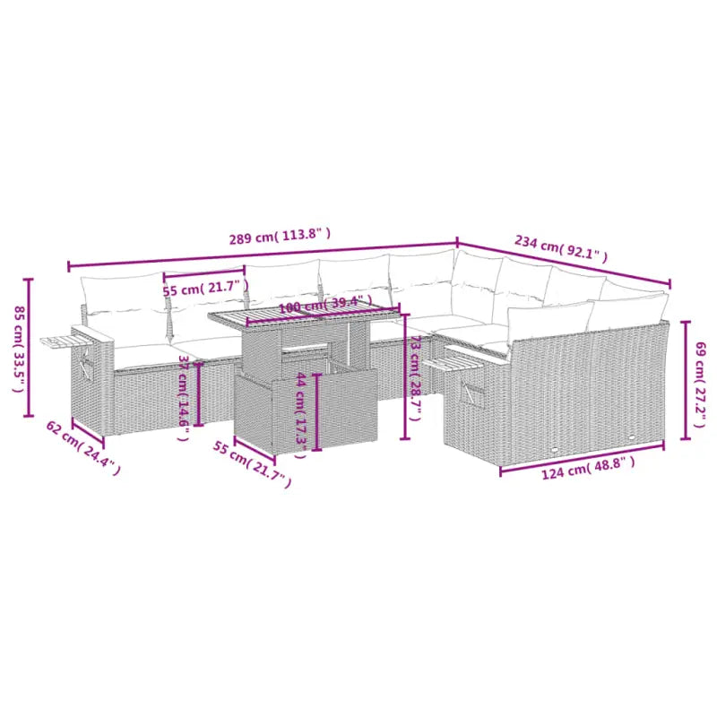 Tuinset met grijs materiaal en gepoedercoat staal voor comfortabele zithoogtes - Grijs - Tuinsets