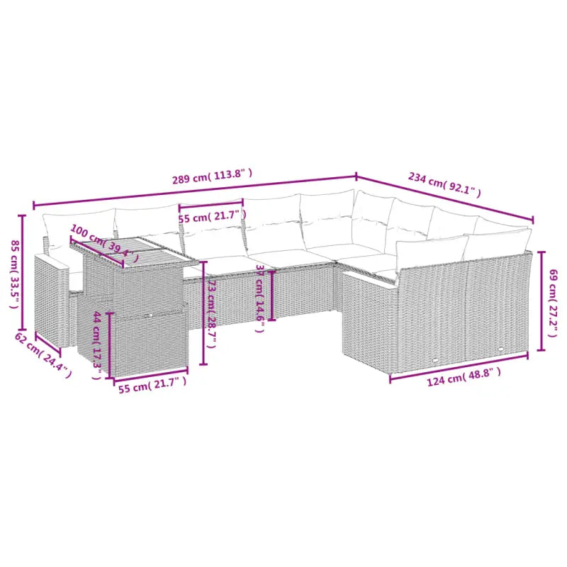 Tuinset met grijs materiaal en gepoedercoat staal voor comfortabele ziten - Tuinsets