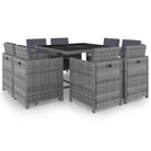 Tuinset met levering bevat stijlvolle rattan eethoek voor buitengebruik - Antraciet en zwart / Ja - Tuinsets