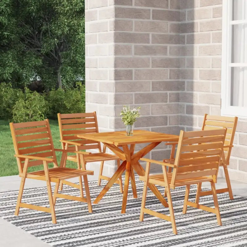 Tuinset met massief acaciahout en gelat ontwerp voor buitenplezier - 85 cm tafellengte - Tuinsets