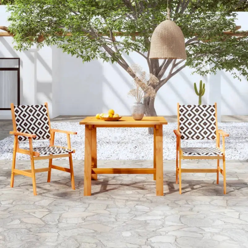 Tuinset met massief acaciahout en poly rattan voor buitenplezier - 88 cm tafellengte - Tuinsets
