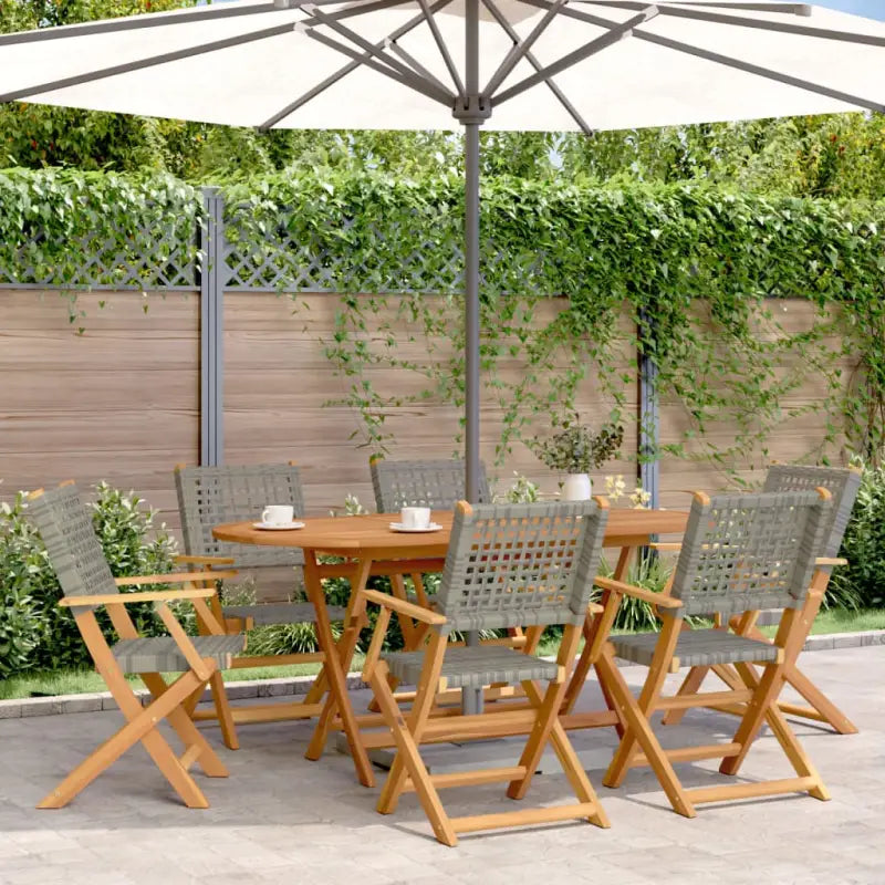 Tuinset met massief acaciahout en poly rattan voor buitenplezier - Grijs - Tuinsets