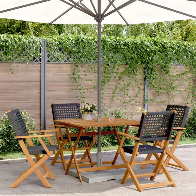 Tuinset met massief acaciahout en poly rattan voor gezellige buitenruimte - Zwart / 90 x 90 x 75 cm - Tuinsets