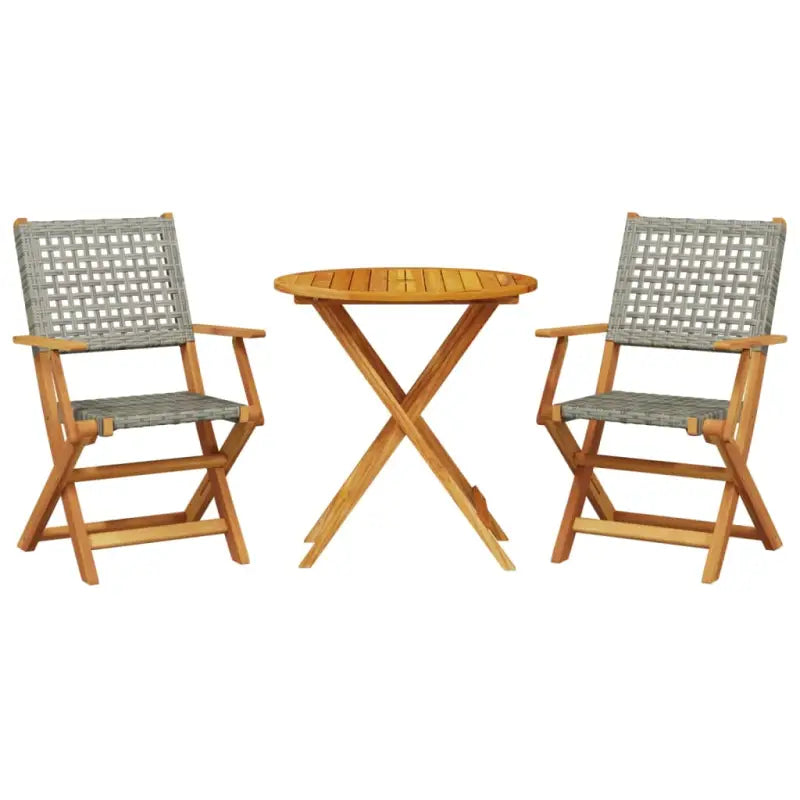 Tuinset met massief acaciahout en poly rattan voor gezellige buitenruimte - Tuinsets