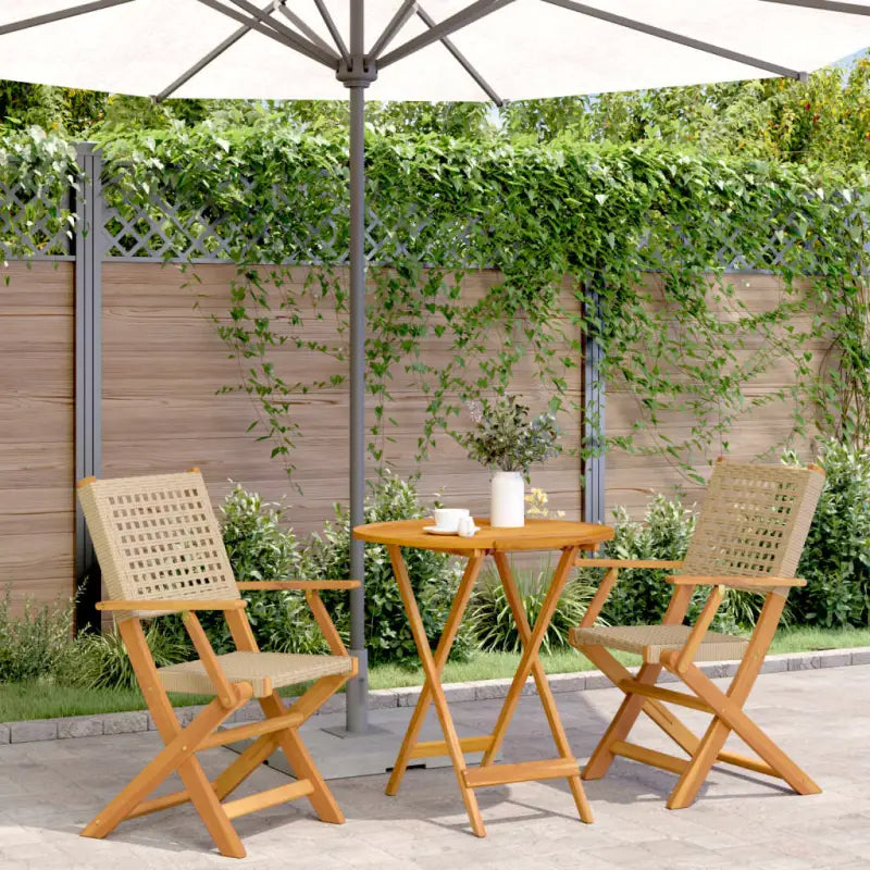 Tuinset met massief acaciahout en poly rattan voor gezellige buitenruimte - Beige / 70 x 75 cm - Tuinsets