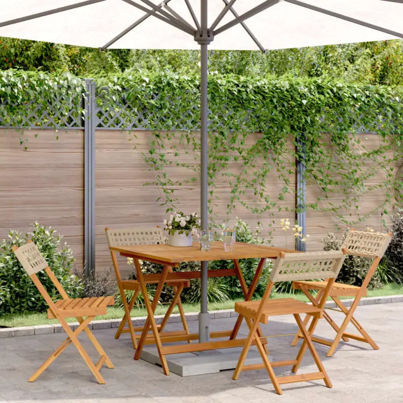 Tuinset met massief acaciahout en poly rattan voor in de tuin - Beige / 90 x 90 x 75 cm - Tuinsets
