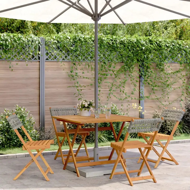 Tuinset met massief acaciahout en poly rattan voor in de tuin - Grijs / 90 x 90 x 75 cm - Tuinsets