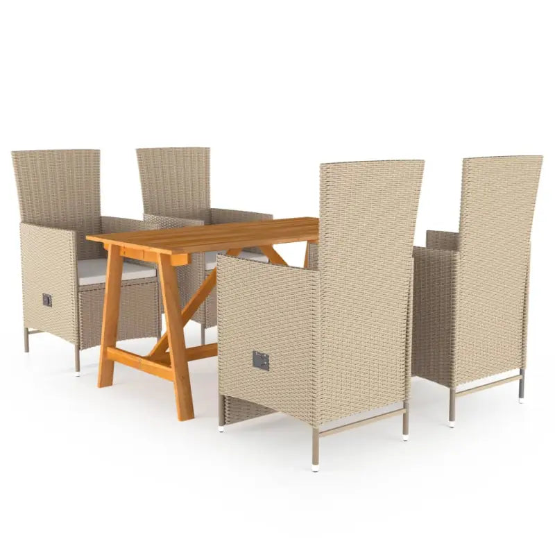 Tuinset met massief acaciahout en verstelbare rugleuning voor buitenruimte - Beige - Tuinsets