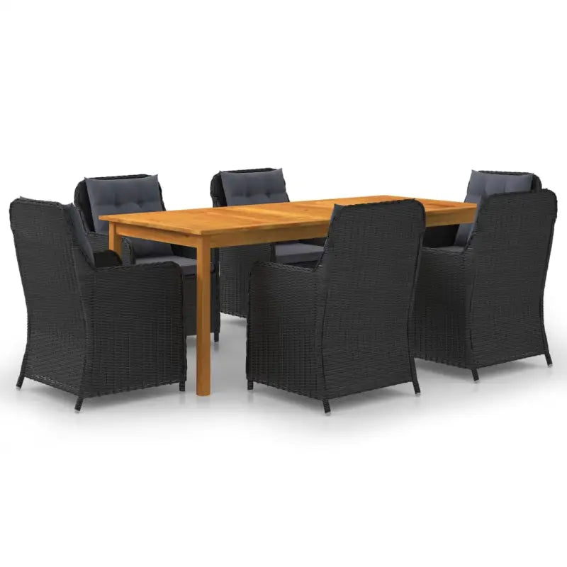 Tuinset met massief acaciahout tafel voor een stijlvolle buitenruimte - Zwart en grijs - Tuinsets