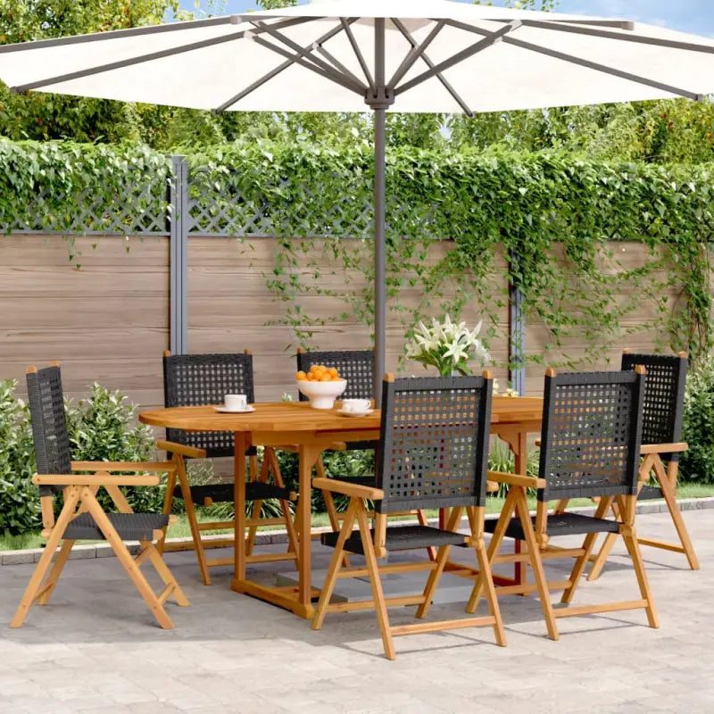 Tuinset met massief acaciahout voor buitenplezier - Zwart / ovaal - Tuinsets