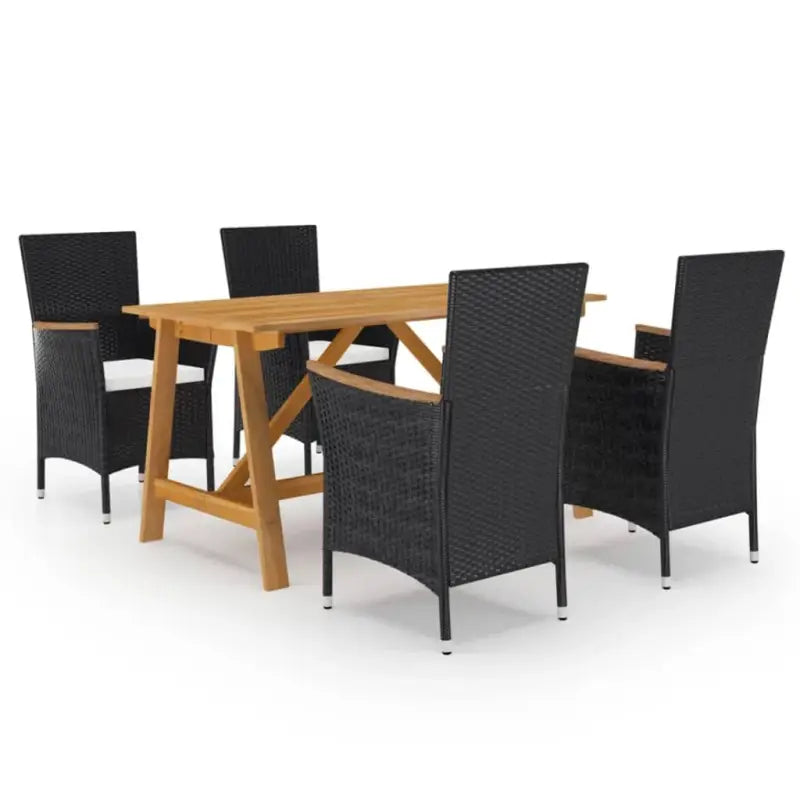Tuinset met massief acaciahout voor een elegante buitenruimte - Zwart en bruin - Tuinsets