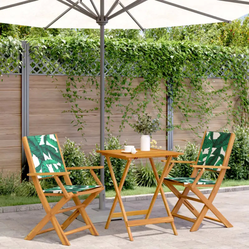 Tuinset met massief acaciahout voor gezellige buitenmomenten - Bladpatroon / 60 x 60 x 75 cm - Tuinsets