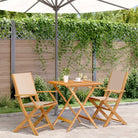 Tuinset met massief acaciahout voor gezellige buitenmomenten - Beige / 70 x 70 x 75 cm - Tuinsets