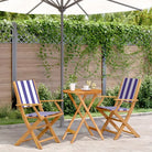 Tuinset met massief acaciahout voor gezellige buitenmomenten - Blauw en wit / 60 x 75 cm - Tuinsets