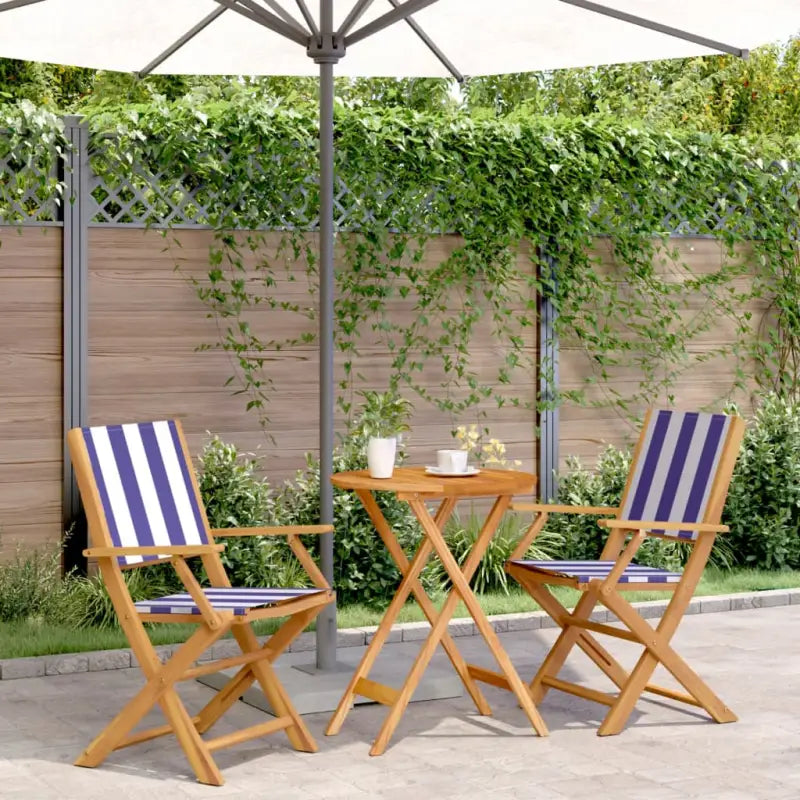 Tuinset met massief acaciahout voor gezellige buitenmomenten - Blauw en wit / 60 x 75 cm - Tuinsets