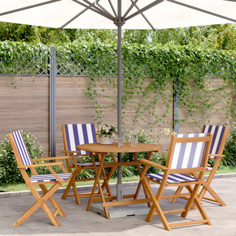 Tuinset met massief acaciahout voor gezellige buitenmomenten - Blauw en wit / 90 x 75 cm - Tuinsets