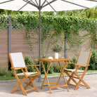 Tuinset met massief acaciahout voor gezellige buitenmomenten - Crème / 60 x 60 x 75 cm - Tuinsets