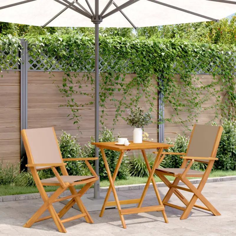 Tuinset met massief acaciahout voor gezellige buitenmomenten - Taupe / 60 x 60 x 75 cm - Tuinsets
