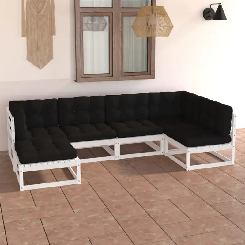 Tuinset met massief grenenhout en comfortabele rug- zijkussen - Wit / Ja - Tuinsets