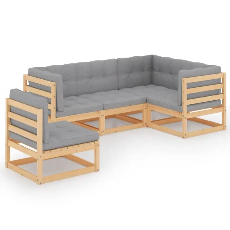 Tuinset met massief grenenhout en comfortabele rug- en zijkussens - Tuinsets