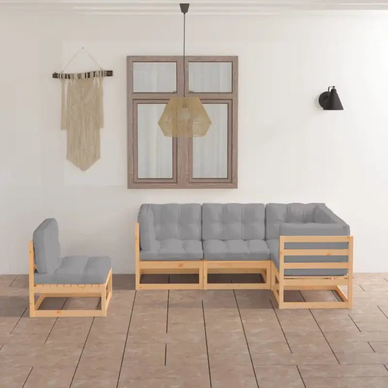 Tuinset met massief grenenhout en comfortabele rug- en zijkussens - Tuinsets