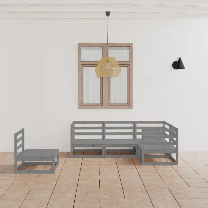Tuinset met massief grenenhout en comfortabele rug- en zijkussens - Grijs / Nee - Tuinsets