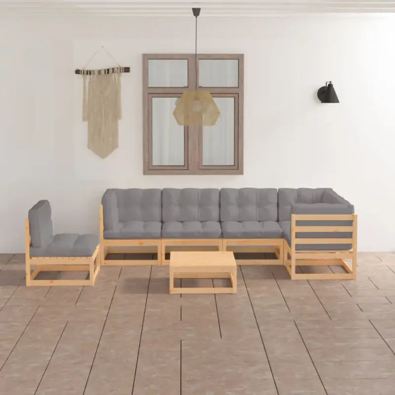 Tuinset met massief grenenhout en rug- zijkussen voor ontspanning - Naturel / Ja - Tuinsets
