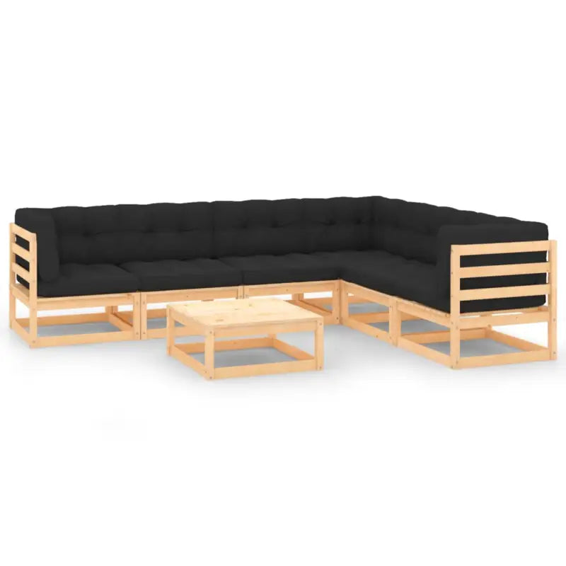 Tuinset met massief grenenhout en rug- zijkussen voor ontspanning - Naturel en antraciet / Ja - Tuinsets