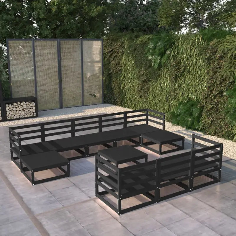 Tuinset met massief grenenhout en tafel voetenbank voor ontspanning - Zwart / Nee - Tuinsets