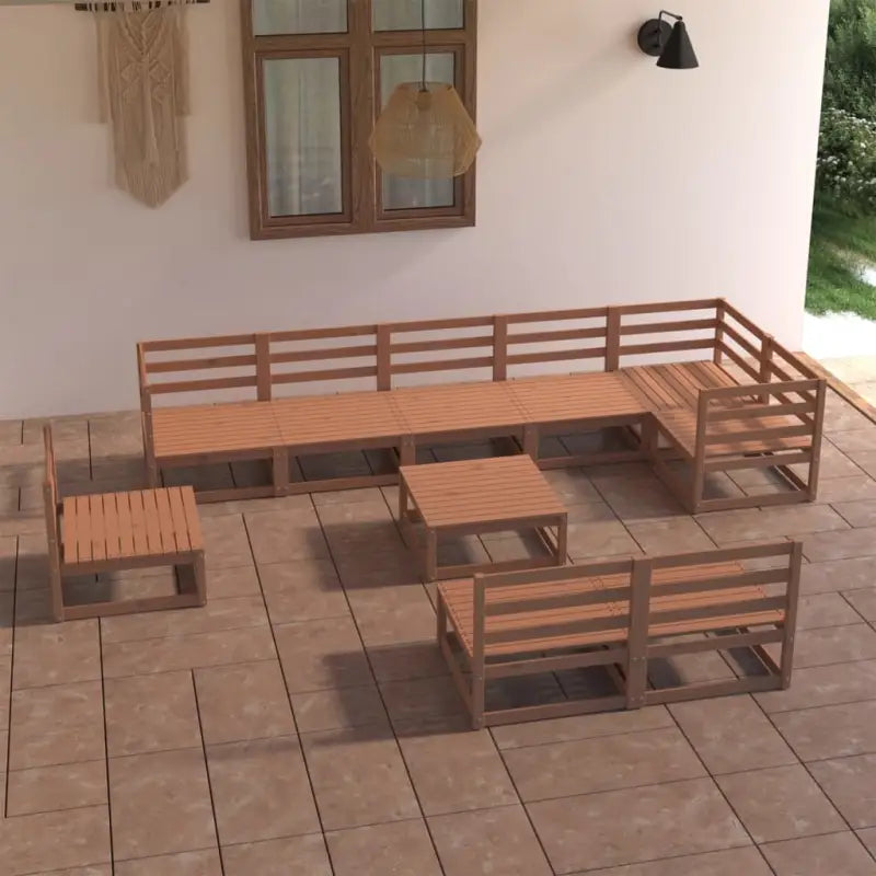 Tuinset met massief grenenhout en tafel voetenbank voor ontspanning - Honingbruin / Nee - Tuinsets