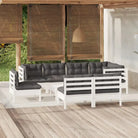 Tuinset met massief grenenhout en voetenbank tafel for optimaal comfort - Wit - Tuinsets