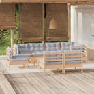 Tuinset met massief grenenhout en voetenbank tafel for optimaal comfort - Tuinsets