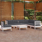 Tuinset met massief grenenhout en voetenbank tafel voor ontspanning - Wit - Tuinsets
