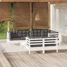 Tuinset met massief grenenhout en voetenbank tafel voor ontspanning - Wit - Tuinsets