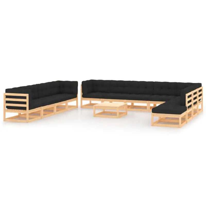 Tuinset met massief grenenhout inclusief tafel en voetenbank - Naturel en antraciet / Ja - Tuinsets