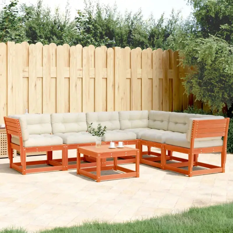 Tuinset met massief grenenhout voor een comfortabele zitervaring - Wasbruin - Tuinsets