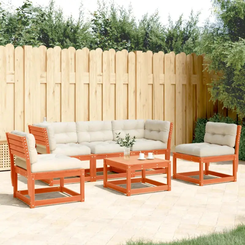 Tuinset met massief grenenhout voor een comfortabele zitervaring - Wasbruin / Ja - Tuinsets