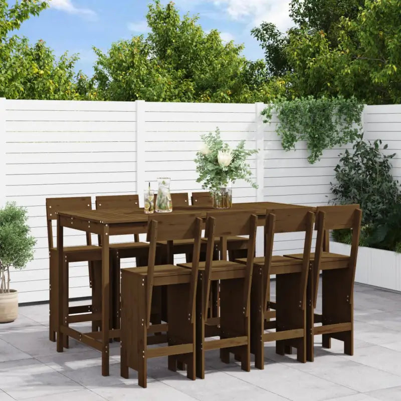 Tuinset met massief grenenhout voor gezellige maaltijden en drinks - Honingbruin grenenhout - Tuinsets