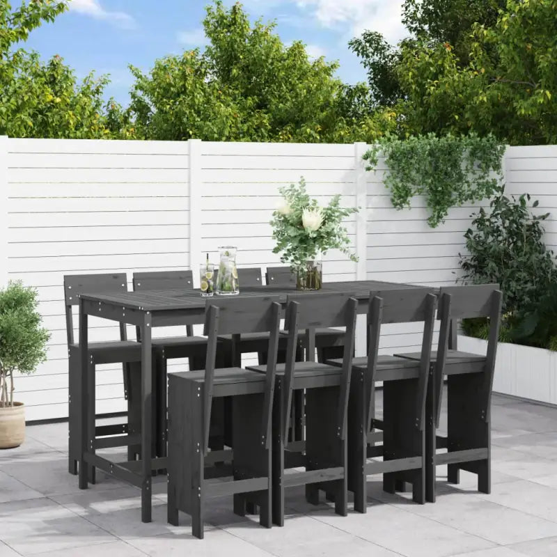 Tuinset met massief grenenhout voor gezellige maaltijden en drinks - Grijs grenenhout - Tuinsets