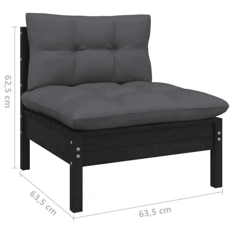 Tuinset met massief grenenhout voor ontspanning en gezelligheid - Zwart - Tuinsets
