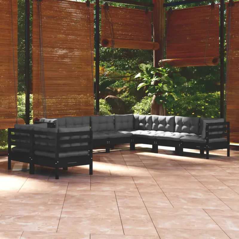 Tuinset met massief grenenhout voor ontspanning en gezelligheid - Zwart - Tuinsets
