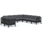 Tuinset met massief grenenhout voor ontspanning en gezelligheid - Zwart - Tuinsets