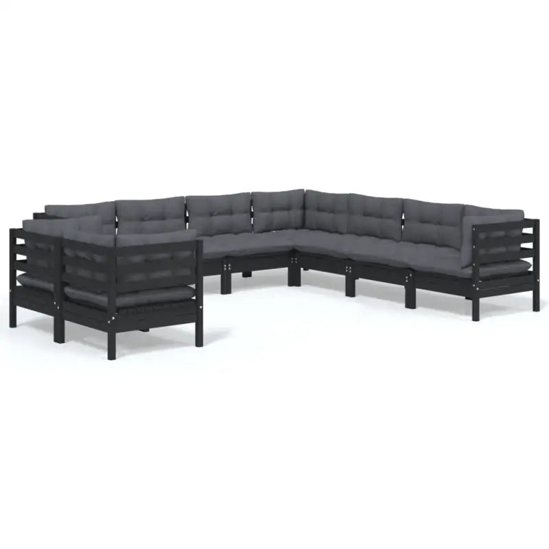 Tuinset met massief grenenhout voor ontspanning en gezelligheid - Zwart - Tuinsets