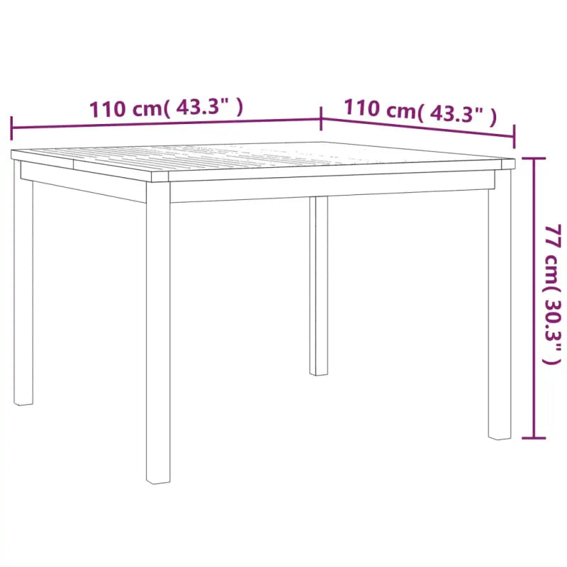 Tuinset met massief teakhout en stevig tafelblad voor tuinplezier - 110 x 110 x 77 cm - Tuinsets